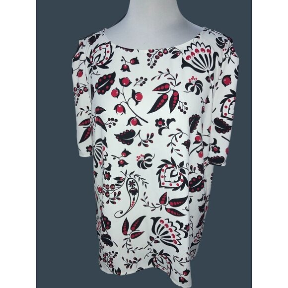 TALBOTS LADIES SS MULTI COLORED POLYESTER ABSTRACT TOP TUNIC BLOUSE SHIRT NWT XL - Picture 8 of 9